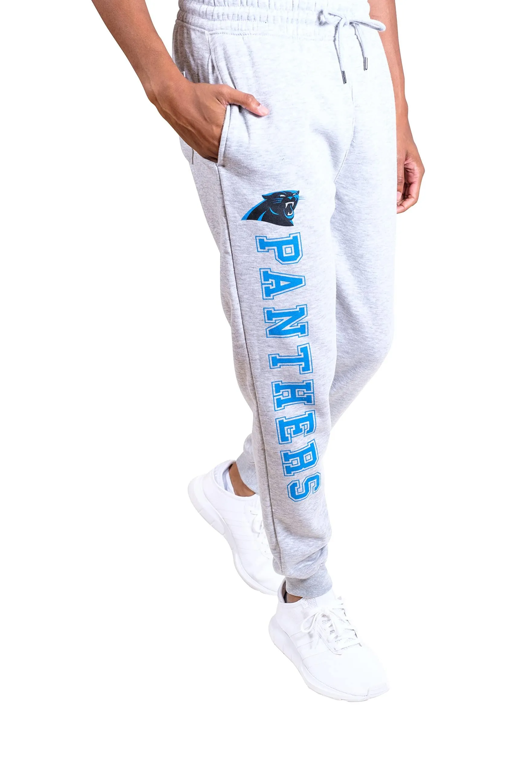 Ultra Game NFL Official Adults Super Soft Game Day Jogger Sweatpants - Unisex, Carolina Panthers, Heather Gray|Carolina Panthers