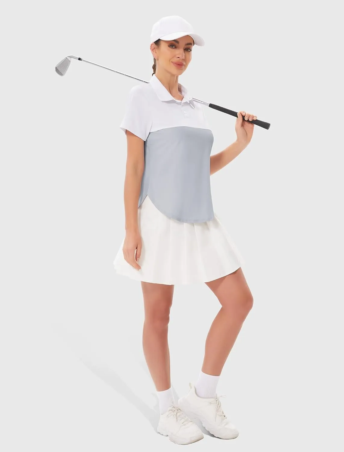 Women's Golf Polo Shirts UPF 50  Sun Protection 3-Button Short Sleeve Quick Dry Shirt Athletic Tennis Golf Tops