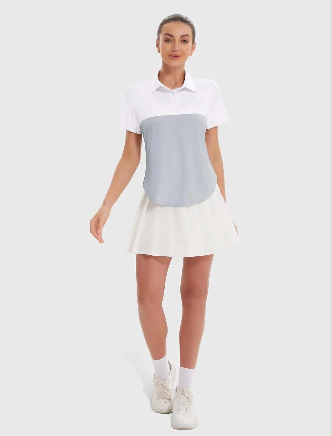 Women's Golf Polo Shirts UPF 50  Sun Protection 3-Button Short Sleeve Quick Dry Shirt Athletic Tennis Golf Tops