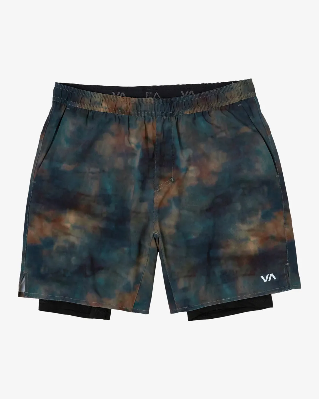 Yogger Train 2-In-1 Elastic Waist Workout Shorts 17" - Camo Wash